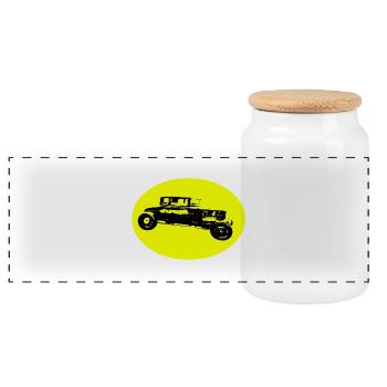 Voiture - Boîte à biscuits avec couvercle en bois - blanc - Devant