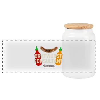 Grillspruch Bratwurst Consultant - Panorama Keksdose mit Holzdeckel - Weiß - Vorne