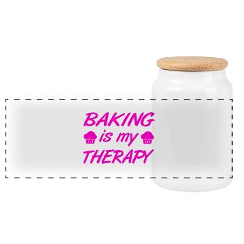 Bake - Panoramic Cookie Jar with Wooden Lid - white - Front
