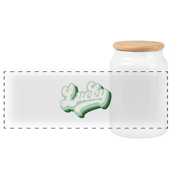 St. Patrick's Day Geschenk Kleeblatt Männer, Frauen, Kinder - Panorama Keksdose mit Holzdeckel - Weiß - Vorne