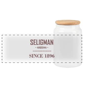 Seligman since 1896. Seligman Arizona, US Road 66 - Panoramic Cookie Jar with Wooden Lid - white - Front
