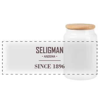 Seligman since 1896. Seligman Arizona, US Road 66 - Panoramic Cookie Jar with Wooden Lid - white - Front