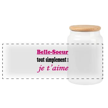 Belle Soeur tout simplement je t'aime - Boîte à biscuits avec couvercle en bois - blanc - Devant
