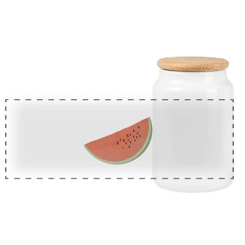 Watermelon - Panoramic Cookie Jar with Wooden Lid - white - Front