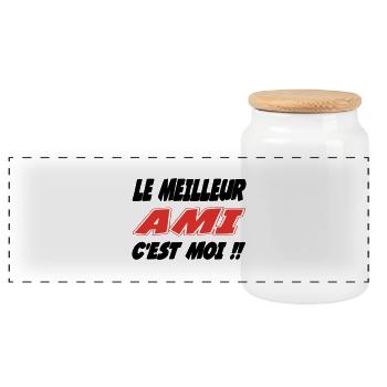 The best FRIEND is me!! - Panoramic Cookie Jar with Wooden Lid - white - Front