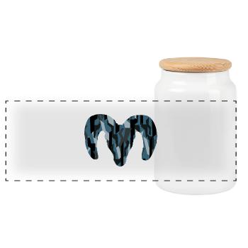 Bighorn Sheep Camouflage – Pure Wilderness - Panoramic Cookie Jar with Wooden Lid - white - Front