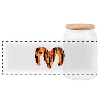 Bighorn Sheep Camouflage – Pure Wilderness - Panoramic Cookie Jar with Wooden Lid - white - Front