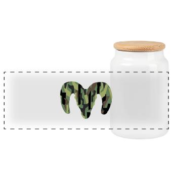 Bighorn Sheep Camouflage – Pure Wilderness - Panoramic Cookie Jar with Wooden Lid - white - Front