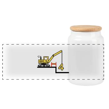 Bagger - Panorama Keksdose mit Holzdeckel - Weiß - Vorne
