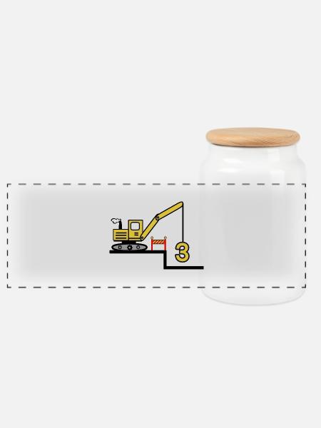 Bagger - Panorama Keksdose mit Holzdeckel - Weiß