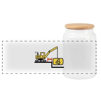 Bagger - Panorama Keksdose mit Holzdeckel - Weiß - Vorne