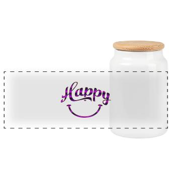 citations heureuses citation positive mignonne amour positivité - Boîte à biscuits avec couvercle en bois - blanc - Devant
