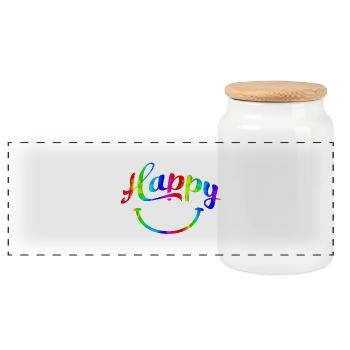 citations heureuses citation positive mignonne amour positivité - Boîte à biscuits avec couvercle en bois - blanc - Devant