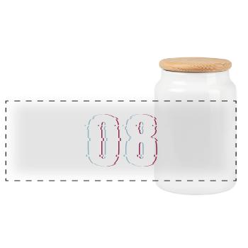 Huit 8 Nombre 08 Effet Nombre déformé - Boîte à biscuits avec couvercle en bois - blanc - Devant