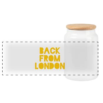 Back from London - Panoramic Cookie Jar with Wooden Lid - white - Front