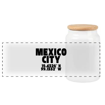 Mexico City - Design mit Koordinaten - Panorama Keksdose mit Holzdeckel - Weiß - Vorne