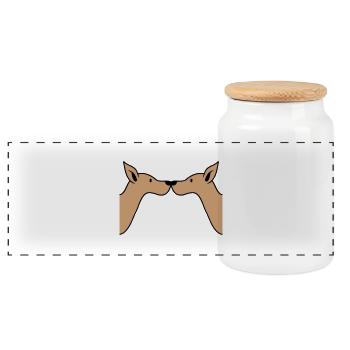 2 Dogs Noses Touching Team Two Friends Crew Cool - Panoramic Cookie Jar with Wooden Lid - white - Front