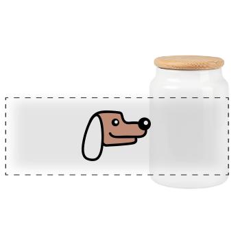 Visage de chien Petit Tête d’animal de compagnie Mignon - Boîte à biscuits avec couvercle en bois - blanc - Devant