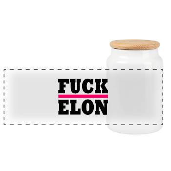 Fuck elon - Panorama Keksdose mit Holzdeckel - Weiß - Vorne