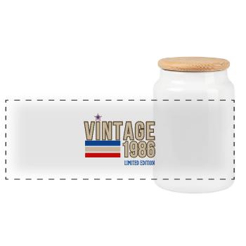Vintage 1986 limited edition - Boîte à biscuits avec couvercle en bois - blanc - Devant
