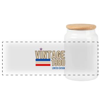 Vintage 1980 limited edition - Boîte à biscuits avec couvercle en bois - blanc - Devant
