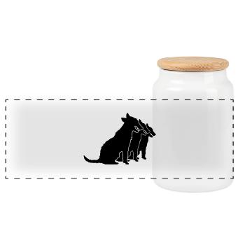 3 chiens assis équipe équipage trois amis silhouette - Boîte à biscuits avec couvercle en bois - blanc - Devant