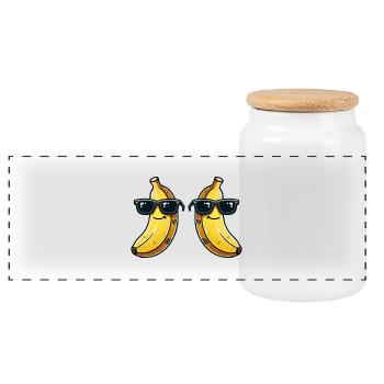 banane sonnenbrille comic 2 - Panorama Keksdose mit Holzdeckel - Weiß - Vorne