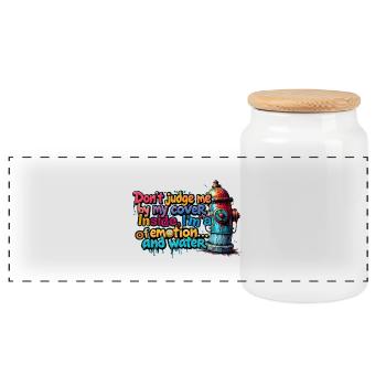 I am a well of emotion and water - Panoramic Cookie Jar with Wooden Lid - white - Front