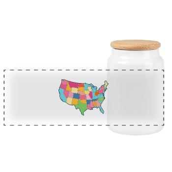 USA Map America States Map Geography Geography - Panoramic Cookie Jar with Wooden Lid - white - Front