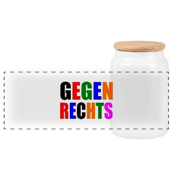 Gegen rechts - Panorama Keksdose mit Holzdeckel - Weiß - Vorne