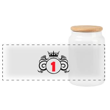 Coat of arms 1 - Panoramic Cookie Jar with Wooden Lid - white - Front