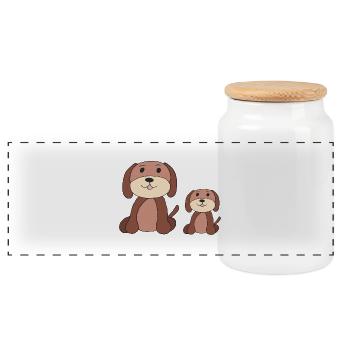 chiens père fils - Boîte à biscuits avec couvercle en bois - blanc - Devant