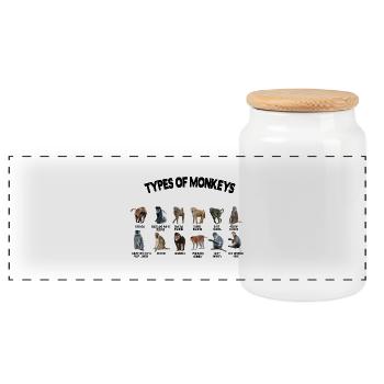 Types of Monkeys Monkeys Breeds Family - Panoramic Cookie Jar with Wooden Lid - white - Front