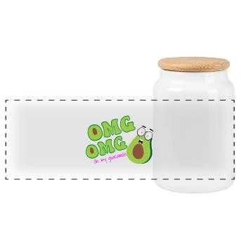 « Oh My Guacamole » - pour les vrais fans d’avocats - Boîte à biscuits avec couvercle en bois - blanc - Devant