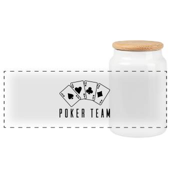 Équipe de poker 1 - Boîte à biscuits avec couvercle en bois - blanc - Devant