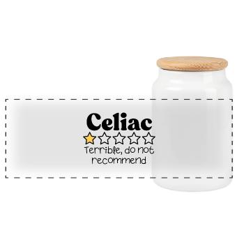 Celiac Disease Sarcastic Funny quote - Panoramic Cookie Jar with Wooden Lid - white - Front