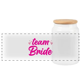Team Bride Bachelorette Party Team Bride Squad - Panoramic Cookie Jar with Wooden Lid - white - Front