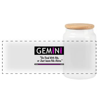 Gemini Horoscope Be Real With Me - Panoramic Cookie Jar with Wooden Lid - white - Front