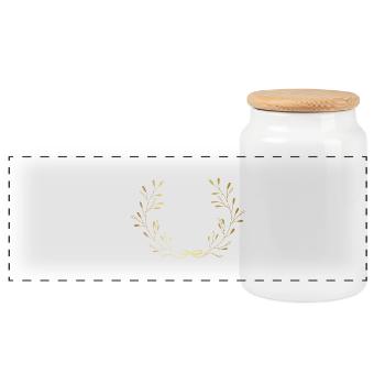 Buchstabe U Goldene Blumenkrone - Panorama Keksdose mit Holzdeckel - Weiß - Vorne