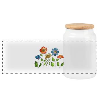 Blumen - Panorama Keksdose mit Holzdeckel - Weiß - Vorne