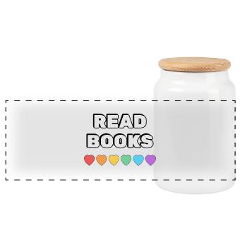 Bücher lesen Rainbow Hearts - Panorama Keksdose mit Holzdeckel - Weiß - Vorne
