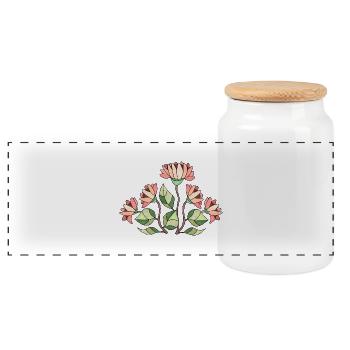 Blumen - Panorama Keksdose mit Holzdeckel - Weiß - Vorne