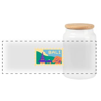 INDONET Bali Karikatur - Panorama Keksdose mit Holzdeckel - Weiß - Vorne