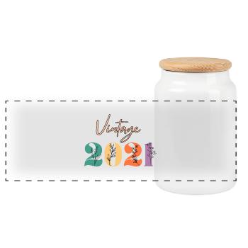 Jahrgang 2021 Blumen - Panorama Keksdose mit Holzdeckel - Weiß - Vorne