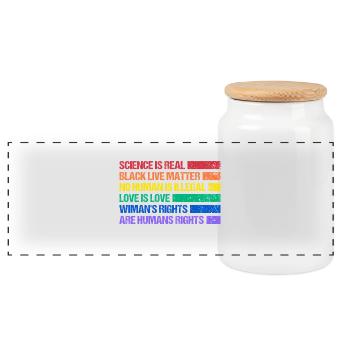 Rainbow Regenbogen Lesbe Pride LGBTQ - Panorama Keksdose mit Holzdeckel - Weiß - Vorne