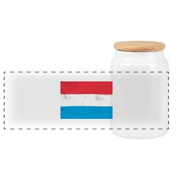 Flagge von Luxemburg - Panorama Keksdose mit Holzdeckel - Weiß - Vorne