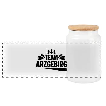 Team Erzgebirge - Panorama Keksdose mit Holzdeckel - Weiß - Vorne