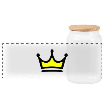 Symbole de la couronne - Boîte à biscuits avec couvercle en bois - blanc - Devant