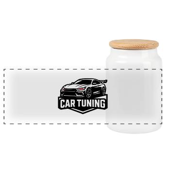 Auto Tuning - Panorama Keksdose mit Holzdeckel - Weiß - Vorne