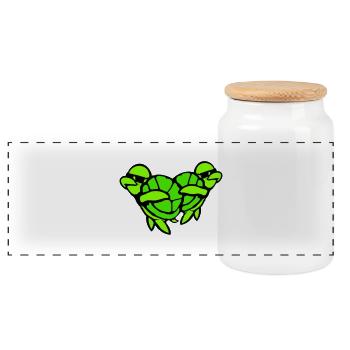 2 Water Turtle Dabbing Dab Dance Sunglasses - Panoramic Cookie Jar with Wooden Lid - white - Front